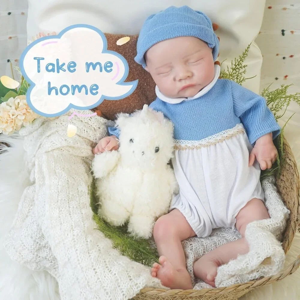 17.32in Full Silicone Not Vinyl Reborn lvory Baby Girl Doll Lifelike Reborn Baby